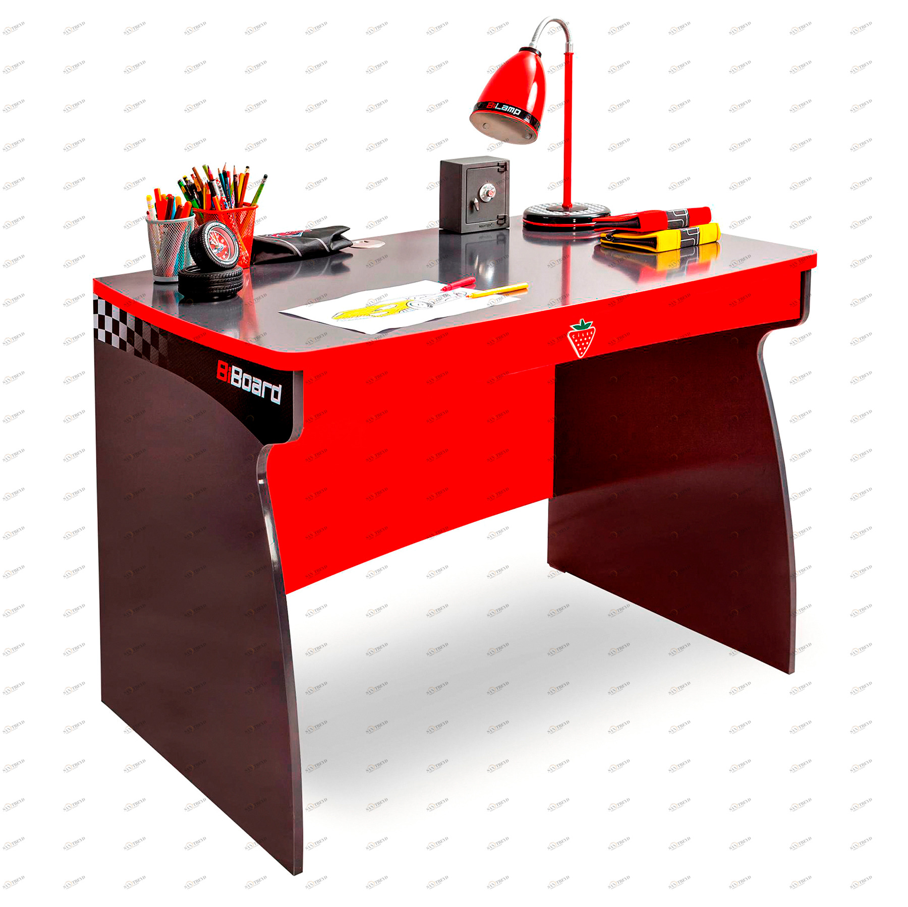 Детский письменный стол с ящиком черно-красный Champion Racer CILEK CHAMPION RACER 00-3832427 Черный;красный Santreyd 