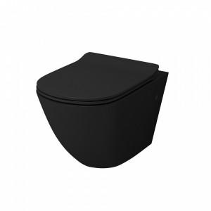 91173757 Унитаз подвесной GR-4411blackS безободковый с сиденьем микролифт STLM-0510410 GROSSMAN