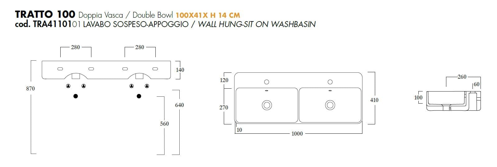 Керамическая двойная подвесная раковина Olympia Ceramica стрейч ARCH-00085060 - Вид №2