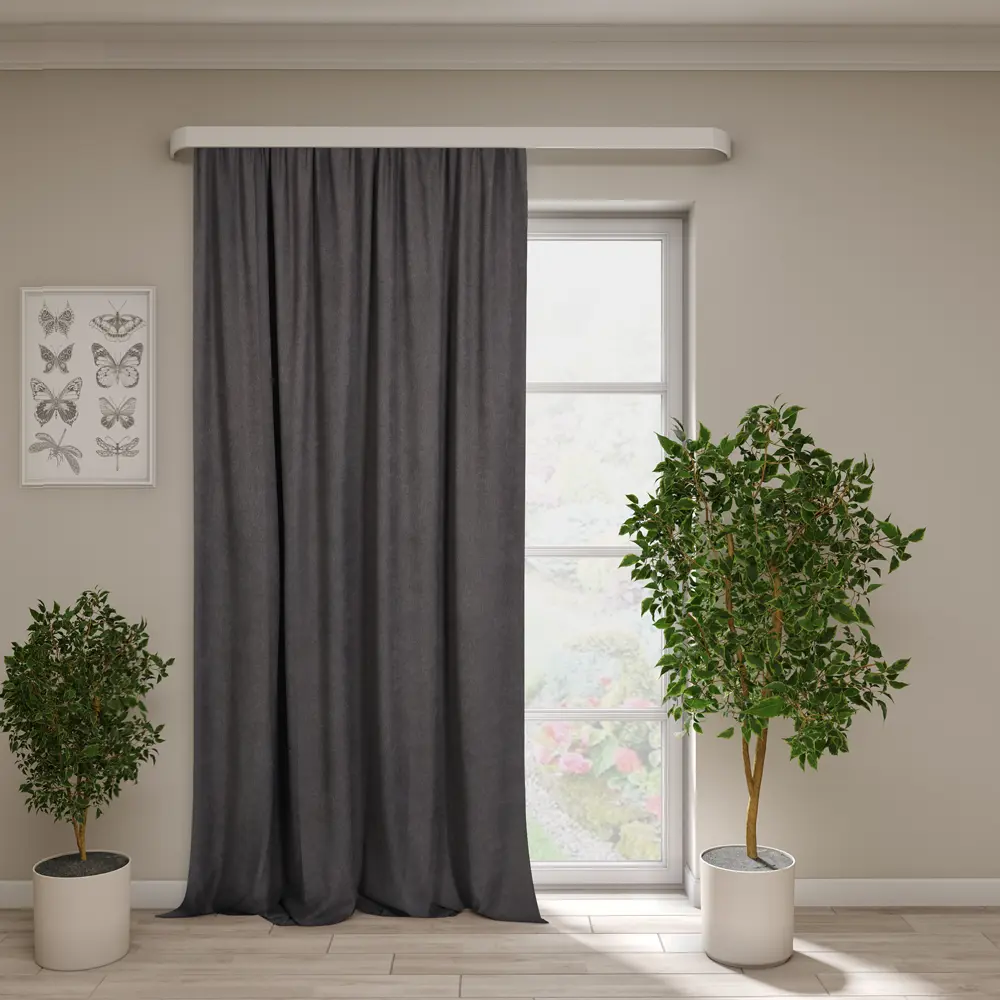 Штора на ленте Маро 150×270 см серый сатин 89429986 Santreyd STLM-1582201