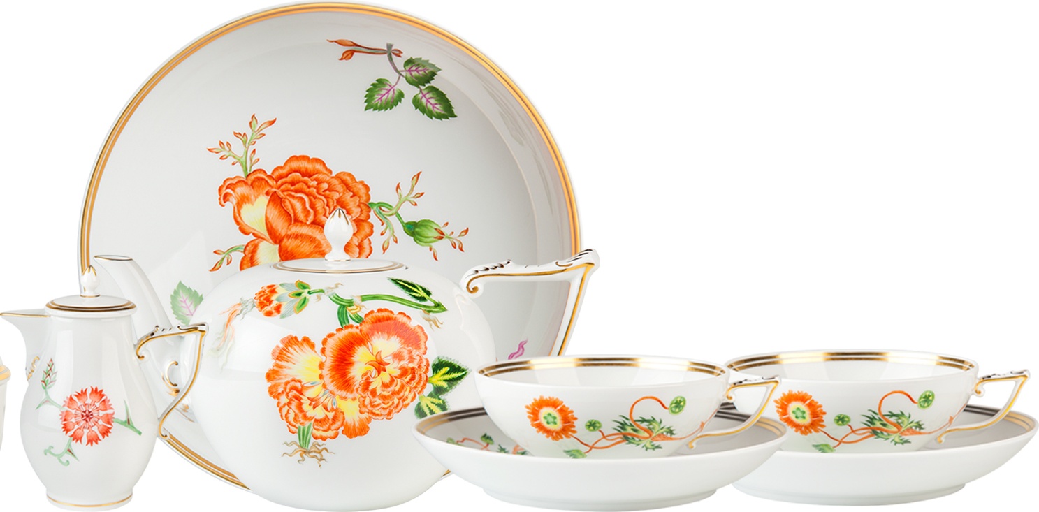 10616799 Meissen Тет-а-тет 2/8 "Форма И" (цветочный орнамент,Э.П.Бёрнер) Фарфор 