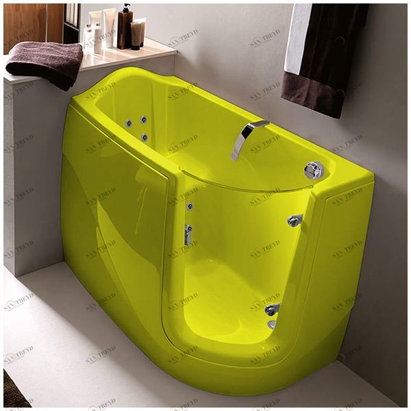 Ванна с гидромассажем GRUPPO TREESSE GEN-X V3317-SX желтая угловая сидячая с дверью левосторонняя STDV3317SXZ
