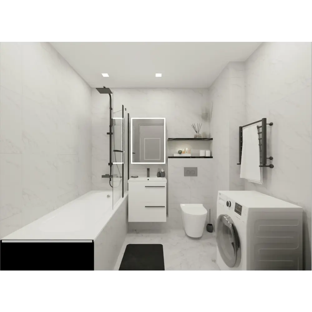 Керамическая плитка Axima Monaco 25×50 см белая матовая под мрамор 84133786 Монако STLM-0046608 - Вид №5