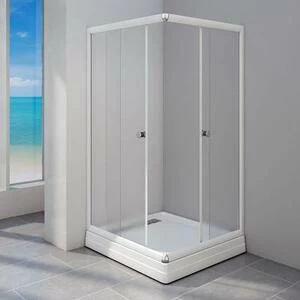 Душевой угол Респект 100, стеклянные шторки (прозрачные), поддон на раме-подставке с устройством слива, профиль белый