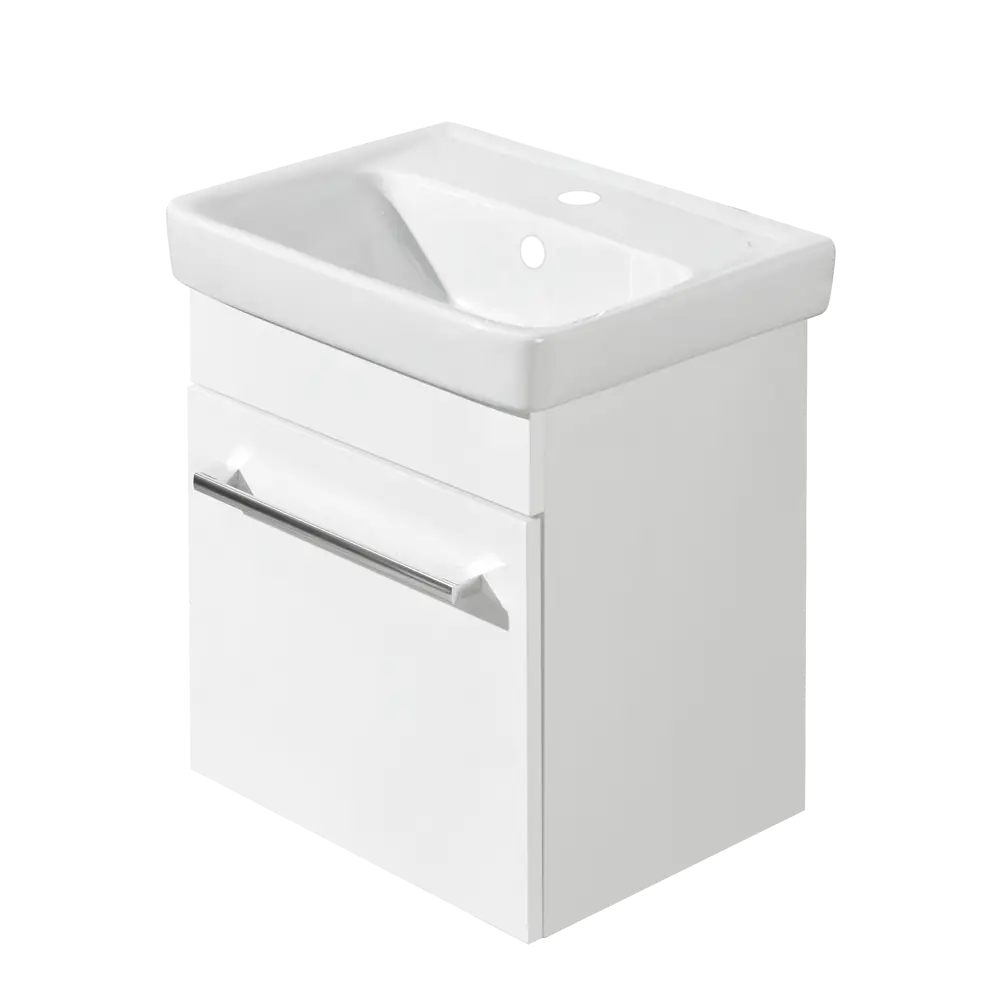Тумба под раковину подвесная Aquaton «Поль» 45 см цвет белый глянец АКВАТОН STLM-2200443 - Вид №1