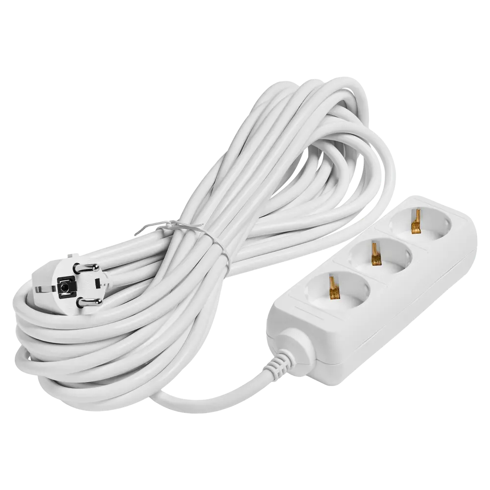 Удлинитель бытовой Skybeam 3x1.5 10 м 3 розетки с заземлением 3680 Вт цвет белый STLM-2079850 - Вид №1