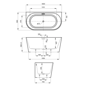 92046500 Ванна Wellsee 28760401R акрил 180x80см STLM-1391583