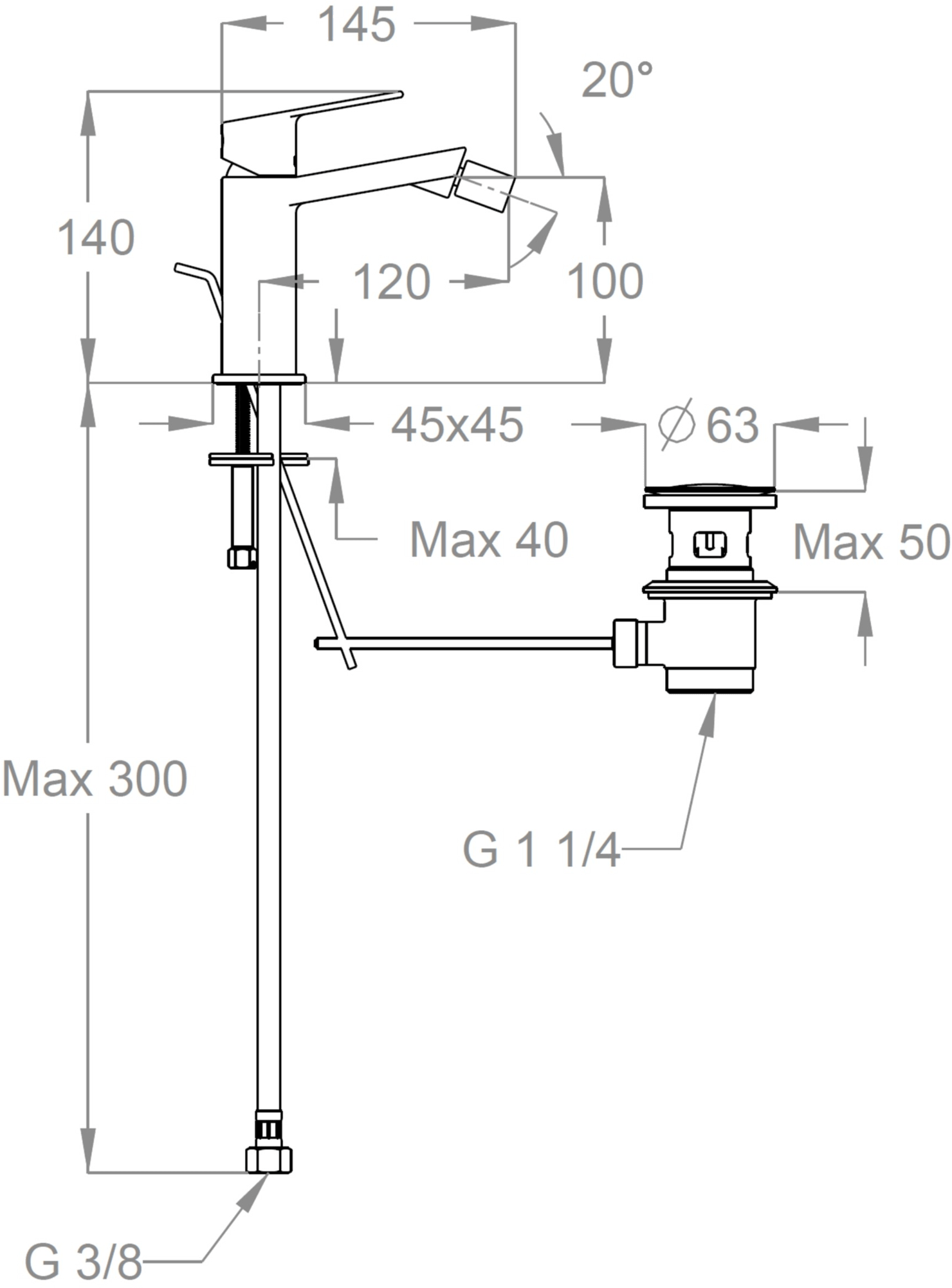 Fir Italia Смеситель для биде на столешнице из латуни с автоматическим сливом Doda 67 6721011 - Вид №1