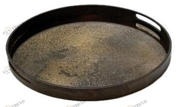 Ethnicraft Круглый поднос из дерева и стекла Classic 20403, 20331