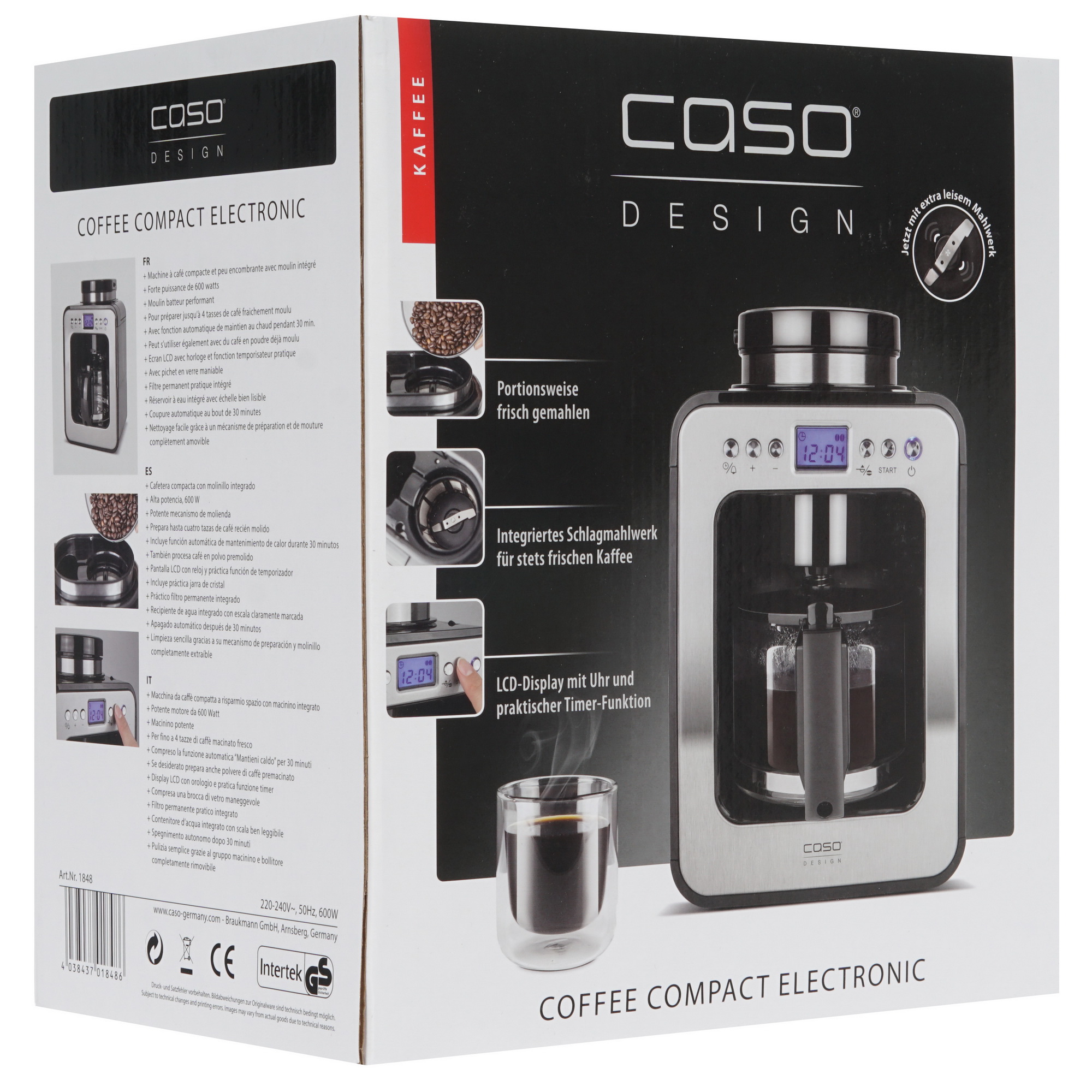 8145174 Кофеварка капельная CASO Coffee Compact Electronic серебристый STDN-0091070 - Вид №7