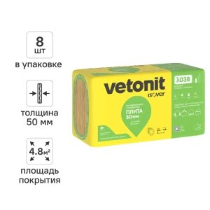 Минеральная вата Vetonit Тепло и Тихо 50 мм 8 плит 600x1000 мм 4.8 м²
