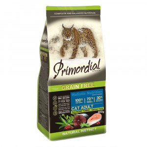 ПР0039716 Корм для кошек беззерновой лосось, тунец сух. 400г PRIMORDIAL