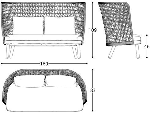 Varaschin Садовый диван 2-х местный с высокой спинкой Emma sun-id-1466951 - Вид №4