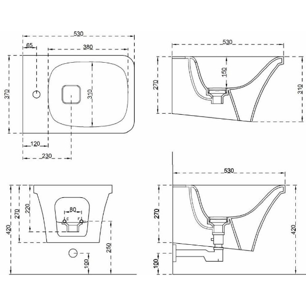 18915 Биде подвесное FLAT Ceramica Hidra - Вид №3