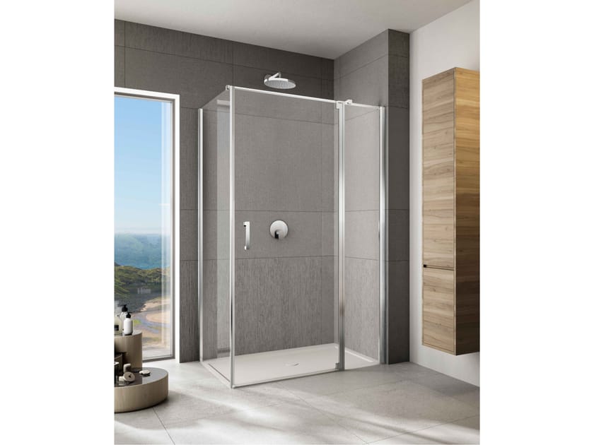 Угловая душевая кабина из закаленного стекла с распашной дверью Provex Industrie ARCH-00079098