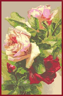 165х225кл Схема для вышивания цв. А3 ДК-327 "Букет роз" Santreyd 