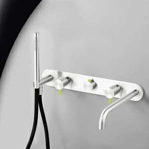 Смеситель для ванны глянцевая сталь с зеленой ручкой Toki Radomonte TKI52LCIL23