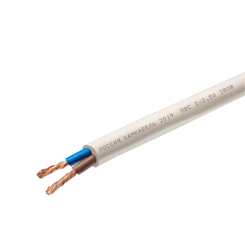 Провод Камкабель ПВС 2x2.5 5 м ГОСТ цвет белый STLM-2201413 - Вид №2
