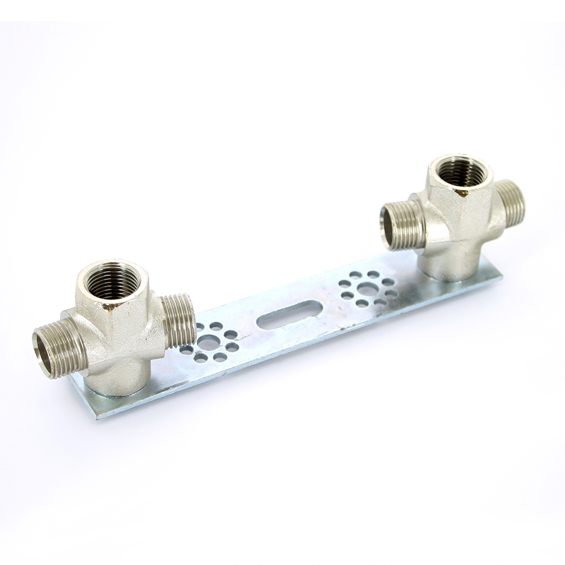 Корпус водорозетки обжим-В конус двойной проходной на планке TIEMME 1/2"х1/2"K 1640041