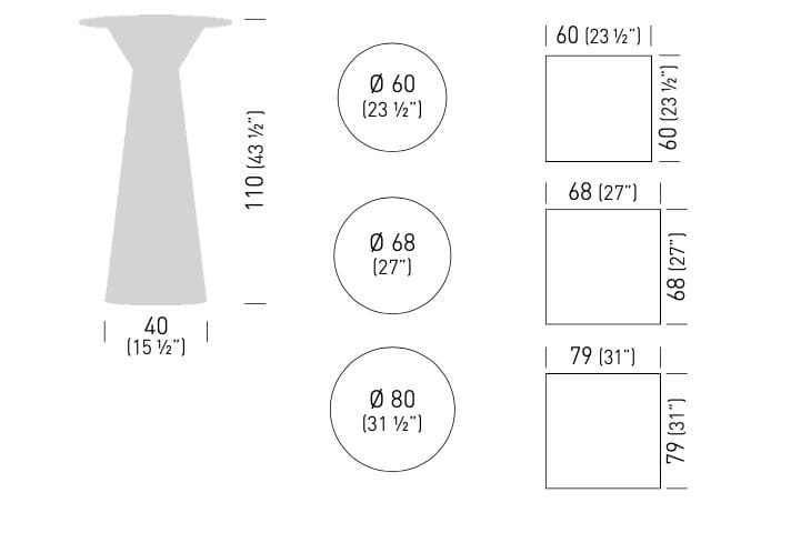 Высокий круглый стол из инженерного пластика и столешница из Compactop® GABER Roller ARCH-00008062 - Вид №1