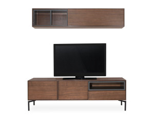 Деревянный шкаф для телевизора с выдвижными ящиками и распашными дверцами