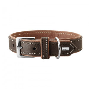 ПР0046561 Ошейник для собак Porto 60 (46-52см)/3,5 натуральная кожа коньячный/темно коричневый HUNTER