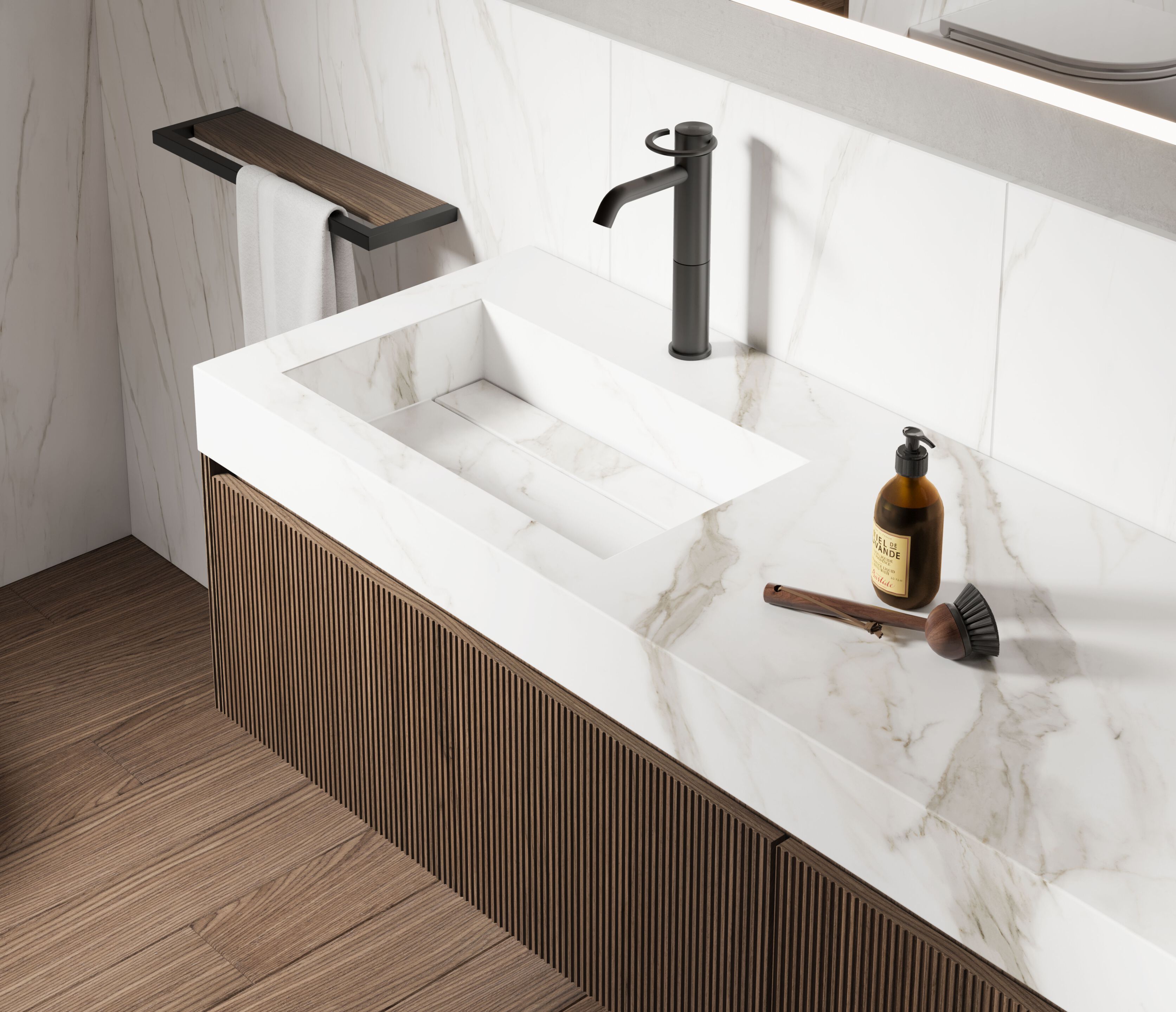 Подвесной умывальник с ящиками Mobiltesino Millerighe Color ARCH-00121421 - Вид №1