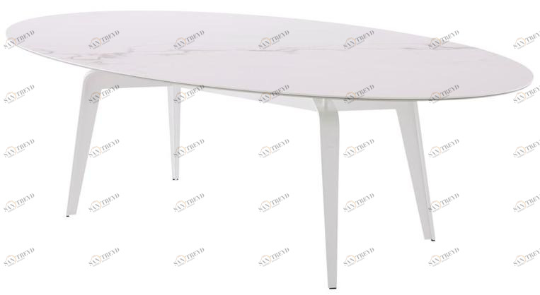 Ligne Roset Овальный стол со столешницей из керамогранита под мрамор  0m50fn5n-0m50fn5w 