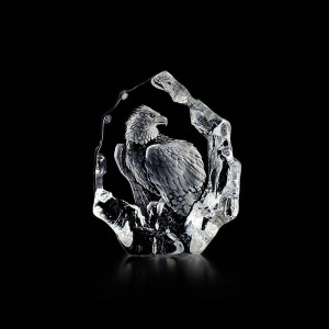 33574 Скульптура из прозрачного хрусталя "Белоголовый орлан", 110/140 мм. Maleras