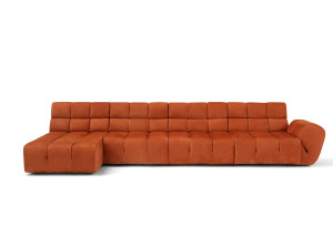 Диван из нубука с полуостровом