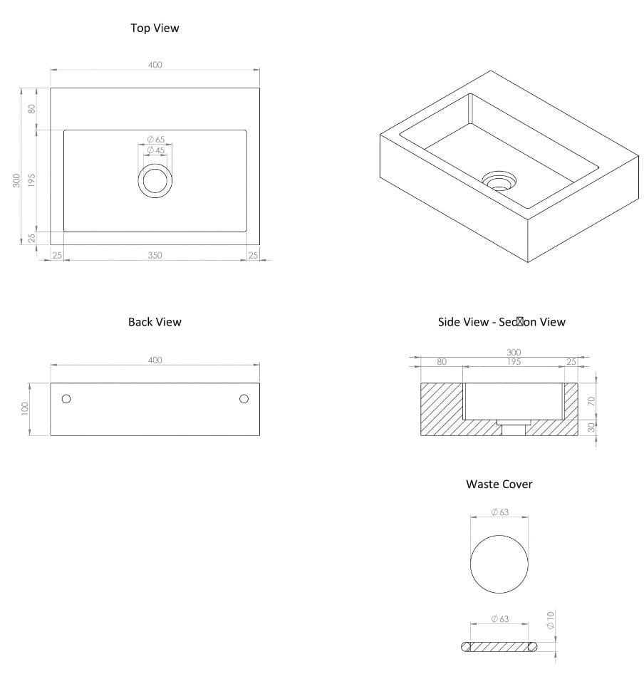 Прямоугольная подвесная раковина из каррарского мрамора LUSSO VIA ARCH-00093655 - Вид №1