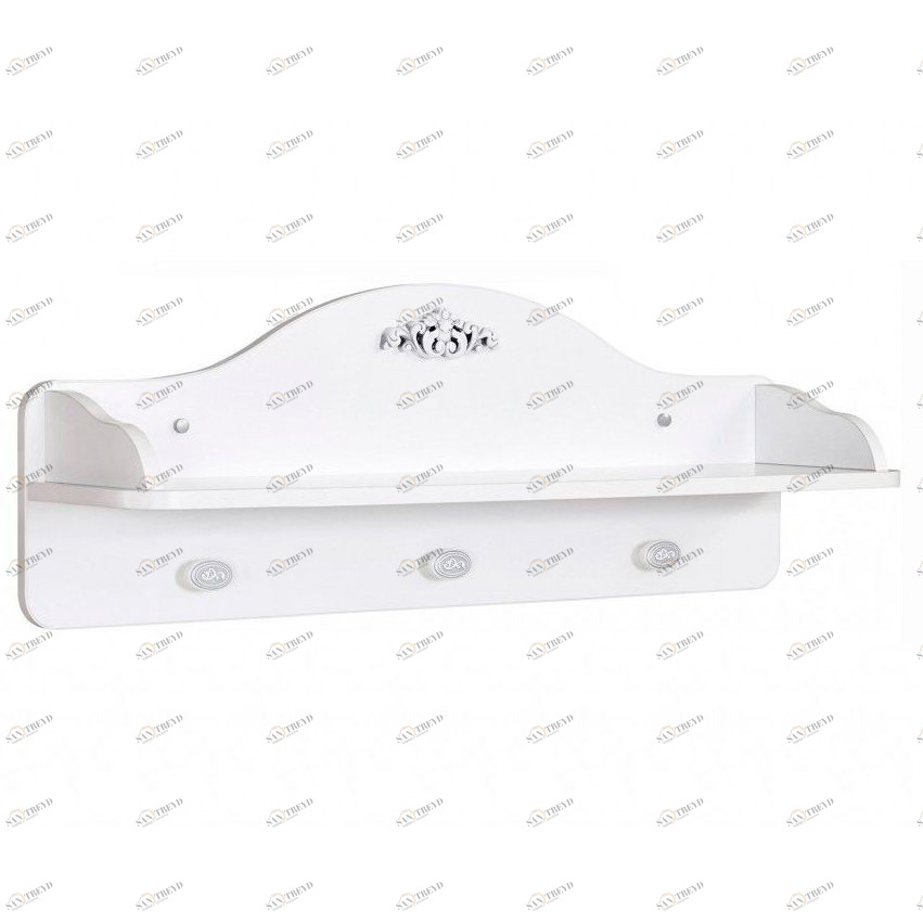 Полка с крючками белая детская Romantic Baby CILEK ROMANTIC BABY 00-3832487 Белый Santreyd 