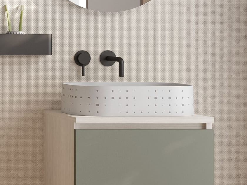 Керамическая столешница овальная раковина Inkiostro Bianco система InkBath ARCH-00146851