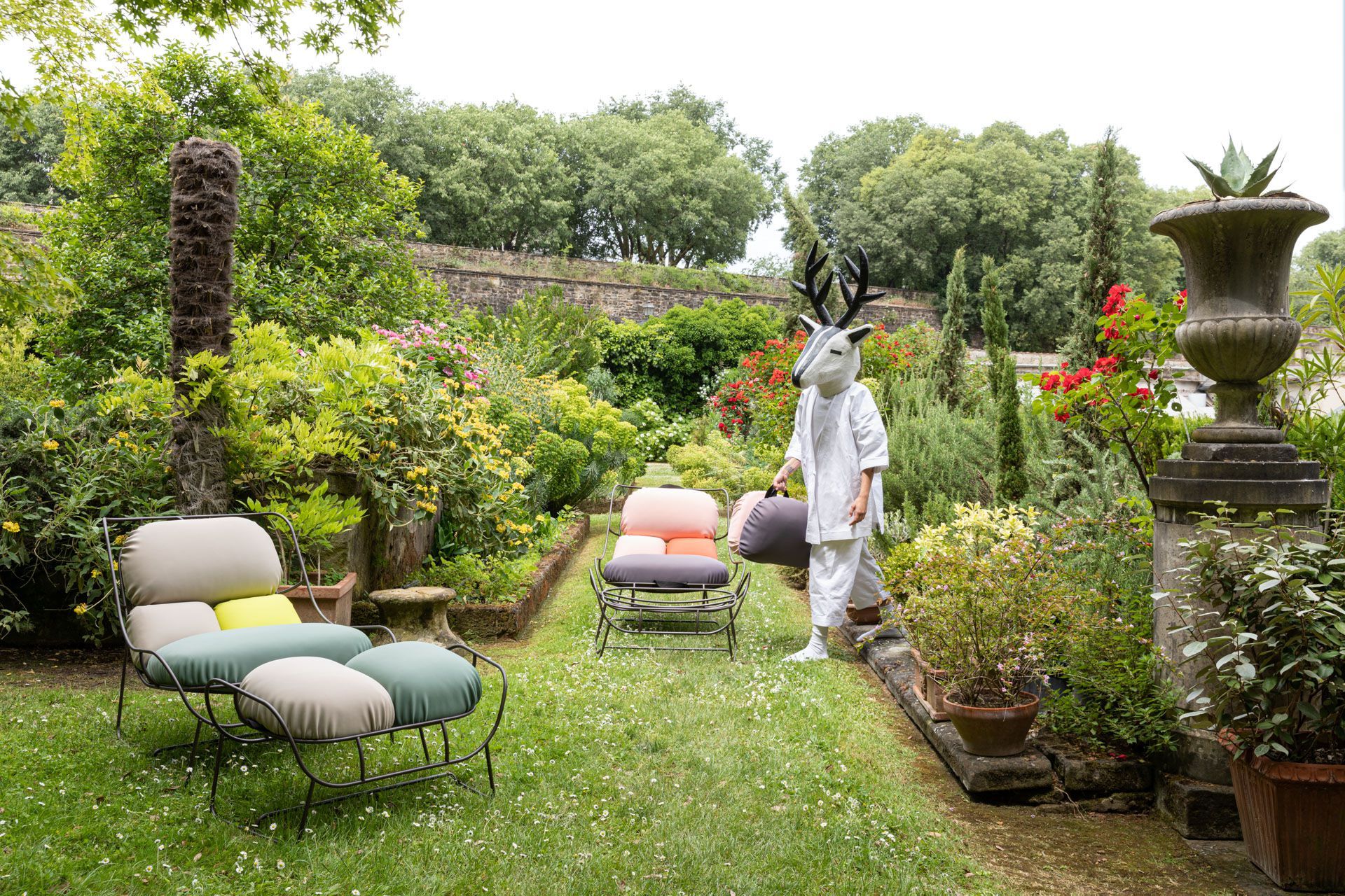 Окрашенное металлическое садовое кресло с подставкой для ног Poltronova плазма ARCH-00002817 - Вид №2