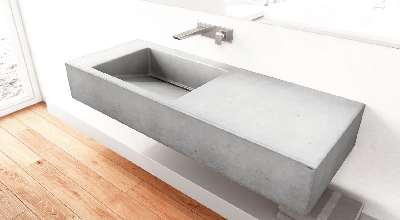 Бетонный одиночный подвесной умывальник Gravelli SLANT 01 ARCH-00101781 - Вид №3