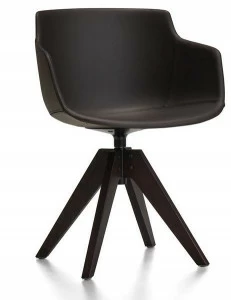 MDF Italia Кожаное вращающееся кресло на эстакаде с подлокотниками Flow