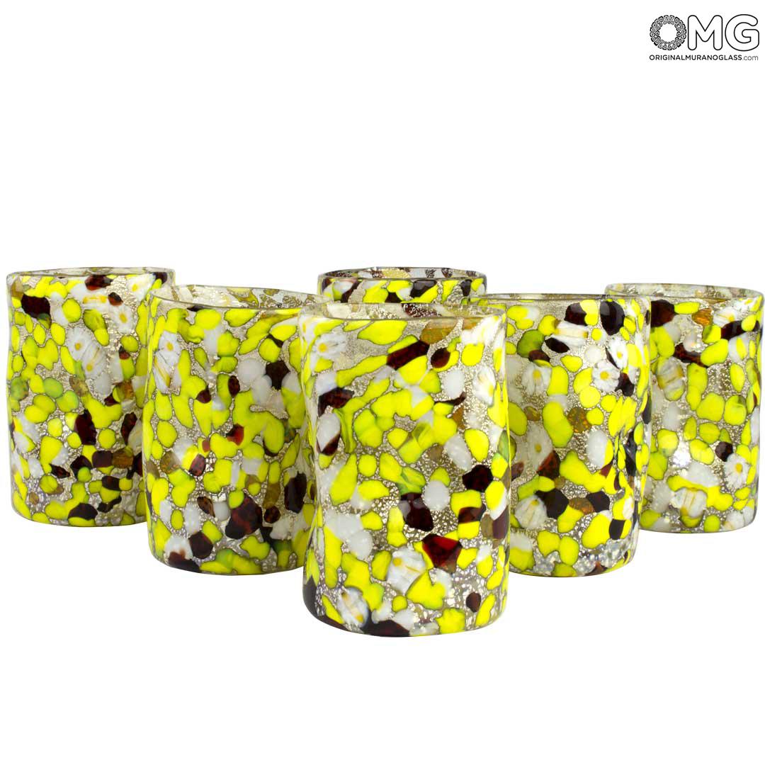 4167 ORIGINALMURANOGLASS Набор из 6 жёлтых стаканов Гото - муранское стекло OMG 8 см  - Вид №1
