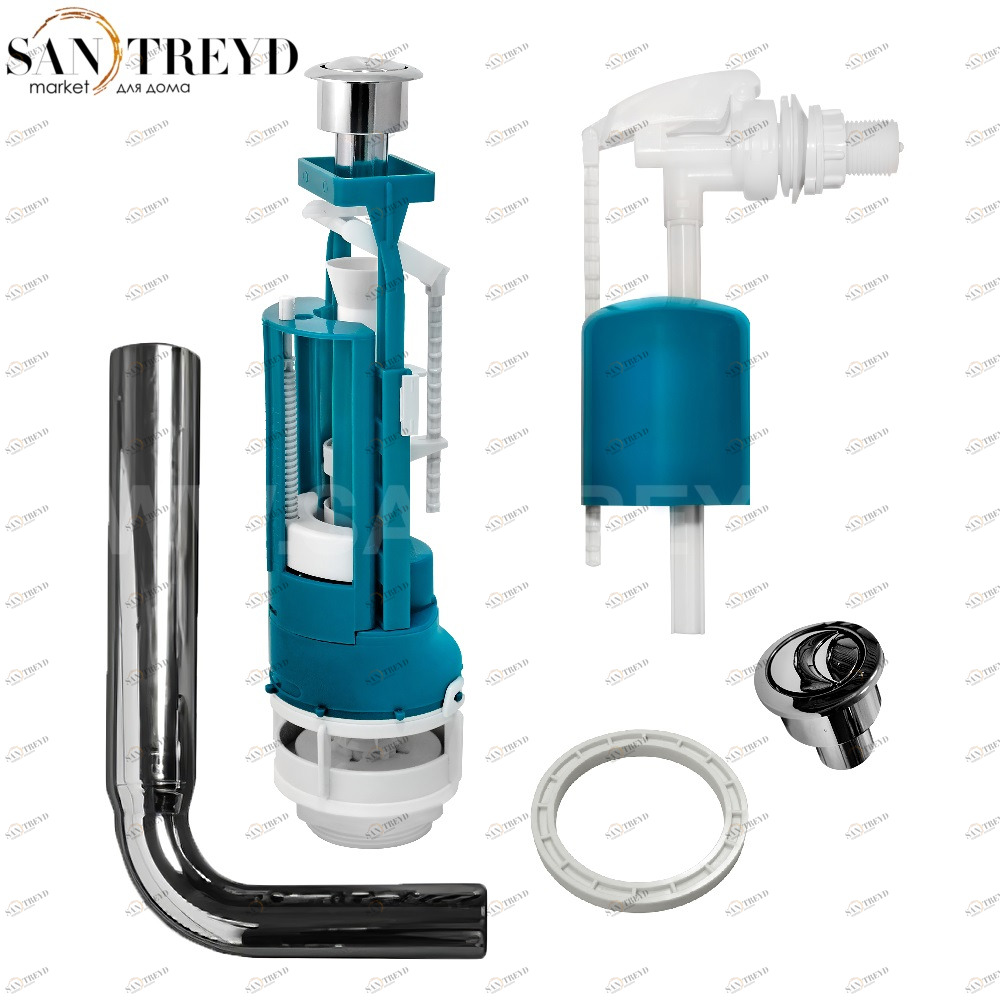 RICAMBI Механизм двойного смыва для бачков хромированный 9102 Santreyd 