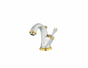 033203.000.52 Смеситель-джойстик-монолевер для раковины с кристаллами сваровски Хром и золото 24К