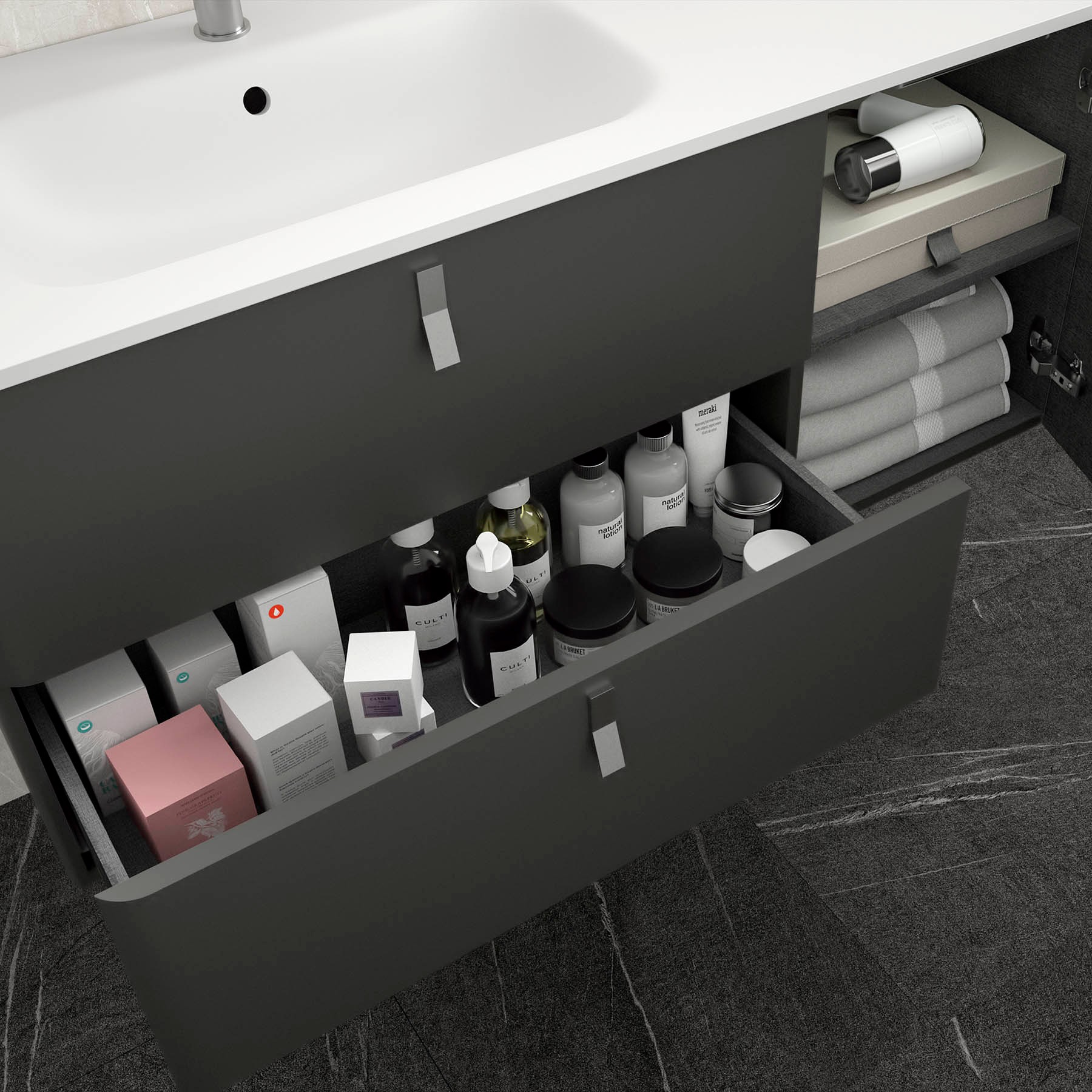 24625 SALGAR Мебель для умывальника UNIIQ 1200 правая MATT ANTHRACITE 1194 x 540 x 450 мм Матовый антрацит  - Вид №4