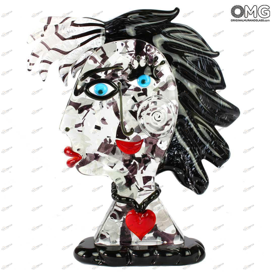 4806 ORIGINALMURANOGLASS Скульптура Голова Женщины - Pop Art - Original Murano Glass OMG 24 см PICASSO