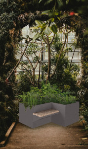 Стальная скамейка с порошковым покрытием со встроенной плантатором