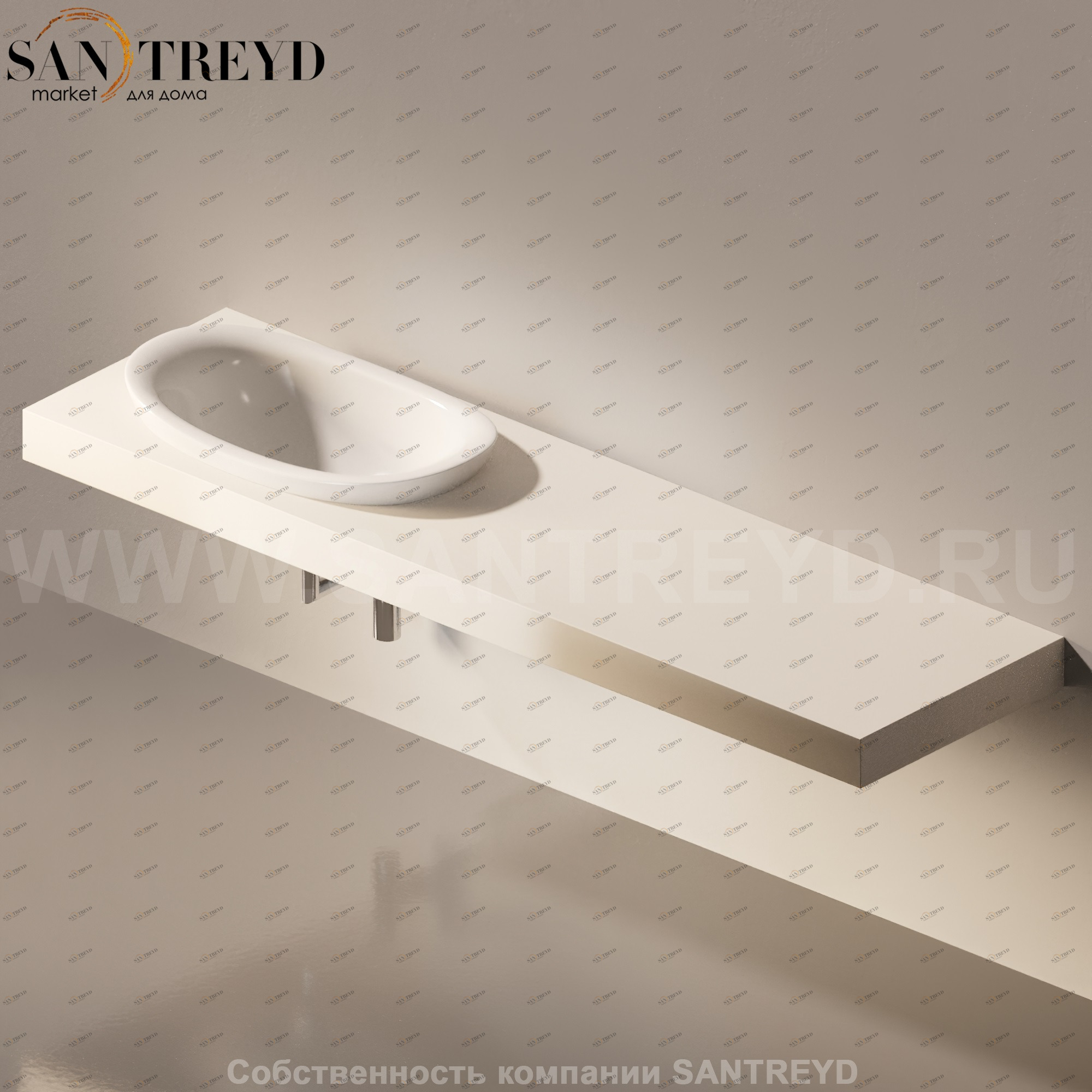 Flaminia IO e SI Столешница с отверстием под раковину от 100 до 250 см бежевая IO75M4.9003 Ceramica Flaminia IO75M49003