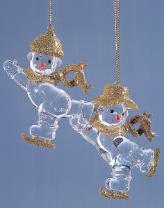 1338 331 a3 Украшение снеговик, акрил, 2 шт., 8 см, золото H-andreas 