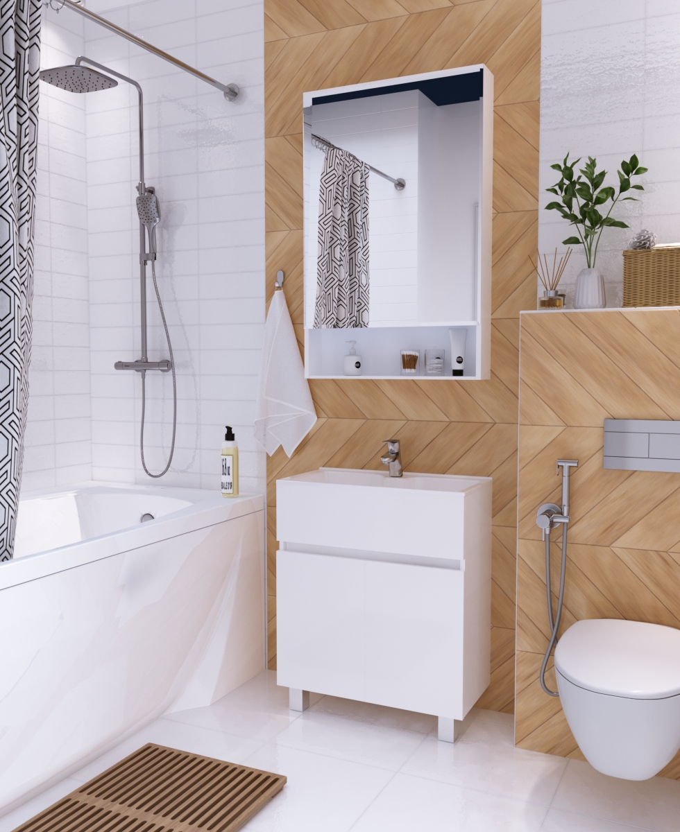 У83301 Тумба с раковиной Mira 60Н 2д. Белый глянец 1 Marka MIRA - Вид №2