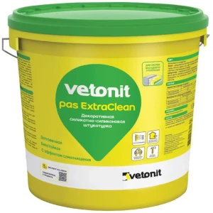 Декоративная штукатурка Vetonit ПАС Экстраклин силикатно-силиконовая 1.5 мм "шуба" база 0000 прозрачная 25кг