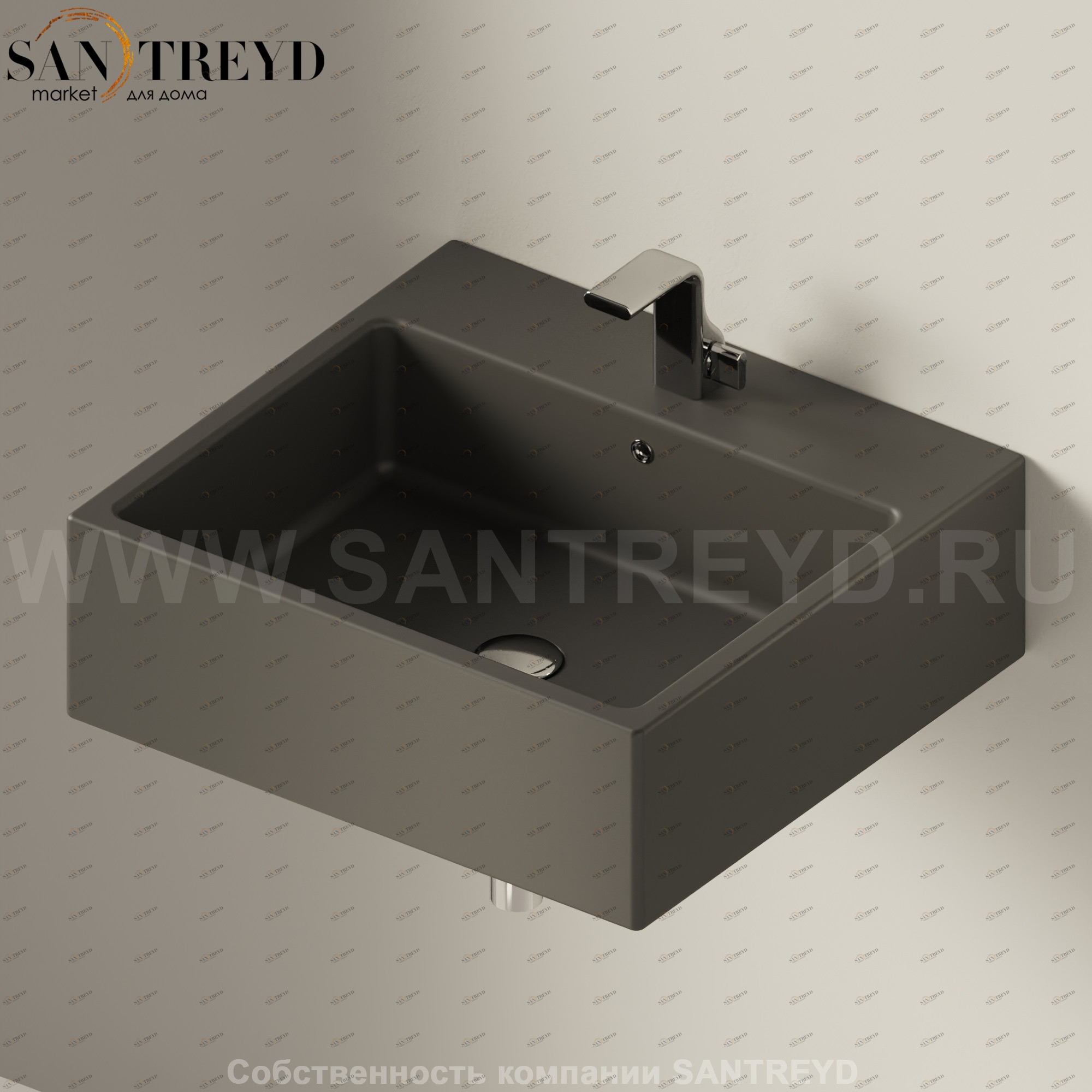 50527006 Подвесная раковина настенная прямоугольная Ceramica Flaminia Acquagrande черная