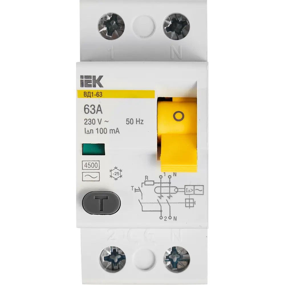 УЗО IEK ВД1-63 2Р 63 А 100 мА 4.5 кА AC 82309851 STLM-2090746  - Вид №2