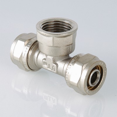 VTm.332.N.320632 Фитинг обжимной – тройник с переходом на внутреннюю резьбу Valtec 32 мм х 1"  - Вид №1