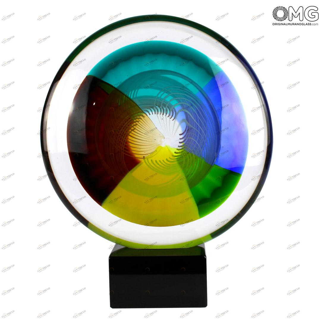 4514 ORIGINALMURANOGLASS Скульптура Мыльный пузырь - красно-синяя - соммерсо - муранское стекло OMG 8 см 